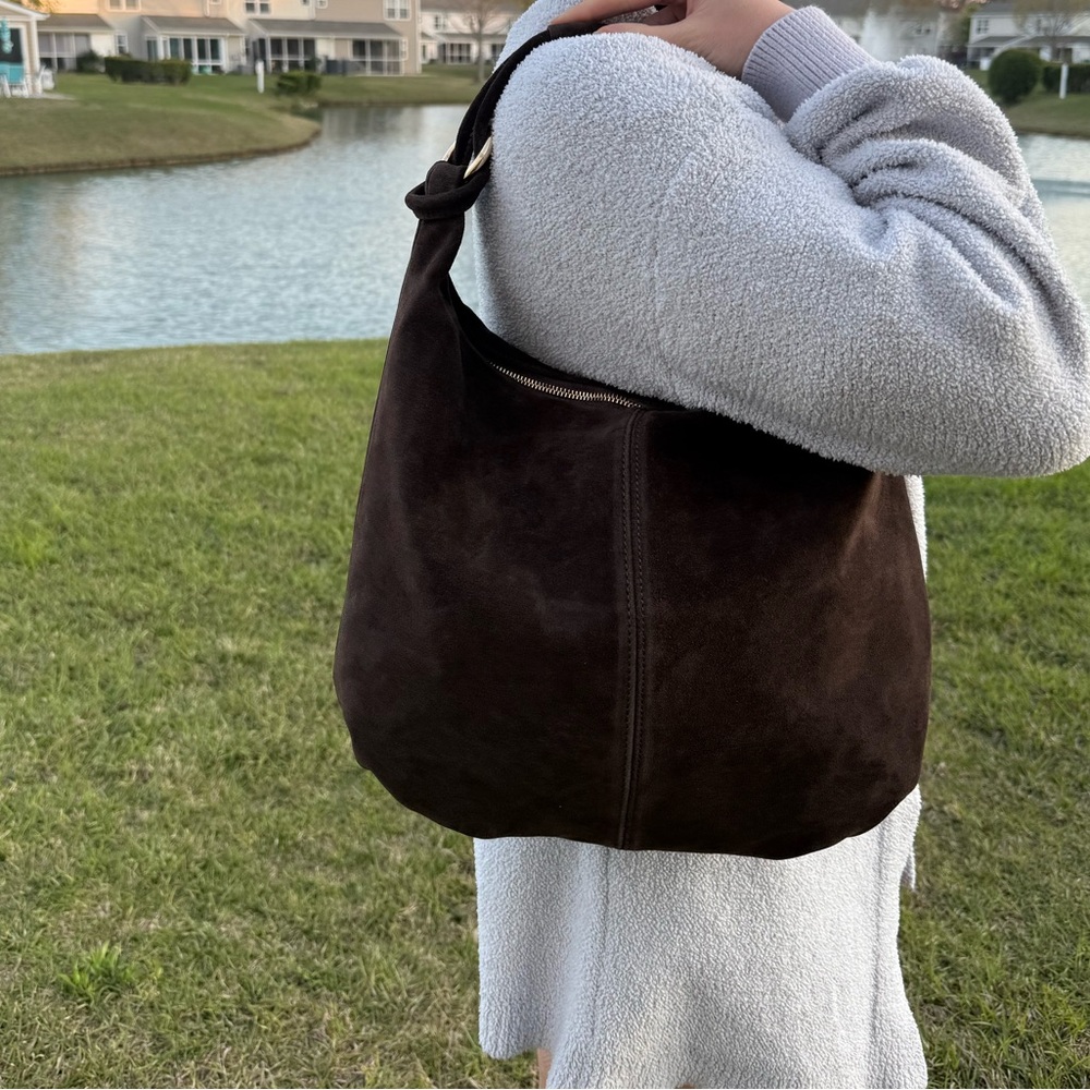 Marlon Italian Brown Suede Hobo Bag - Picture 5 of 5